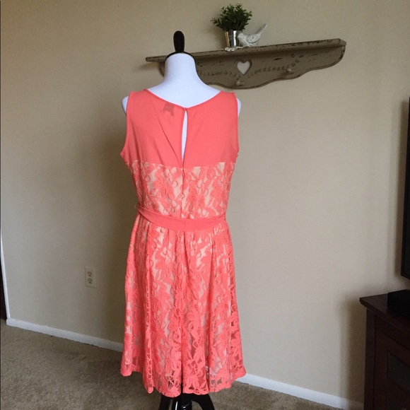 4/$25 J. Taylor Coral lace fit & flair dress 14 - Picture 2 of 8